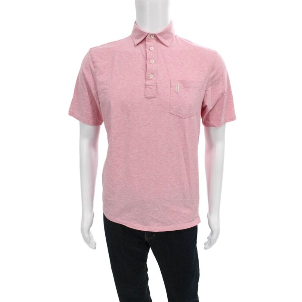 Johnnie-o Mens Short Sleeves Polo Shirt Light Pink Cotton Size Small